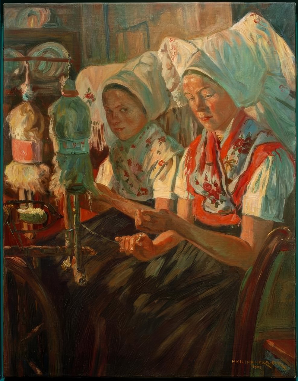 Spreewald kvinnor spinning av Philipp Franck