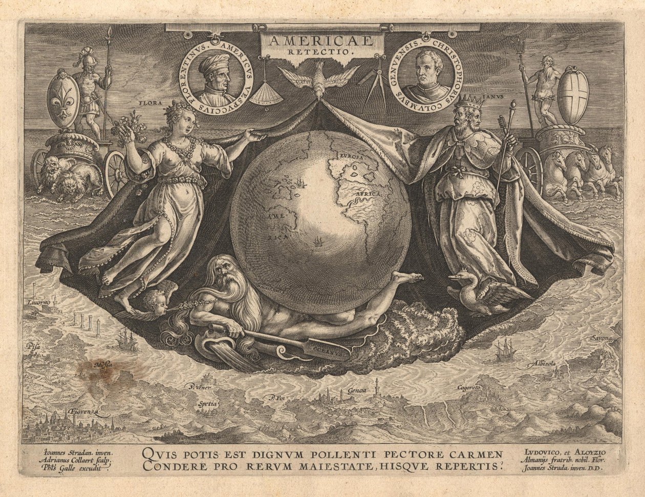 America Revetio Cover, 1591 av Philipp Galle