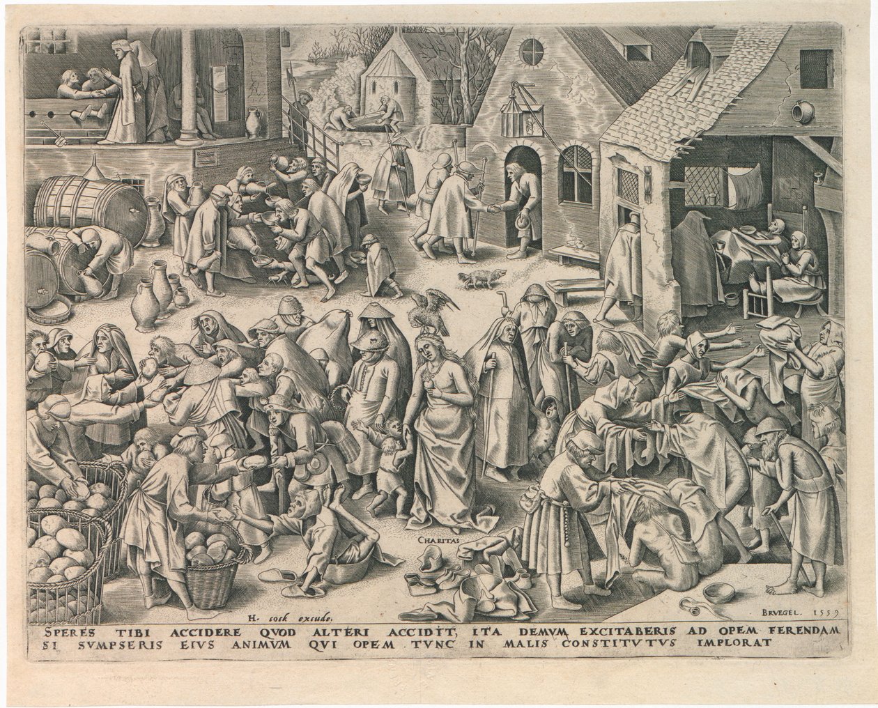 Caritas Charity från De sju dygderna, 1559. av Philipp Galle