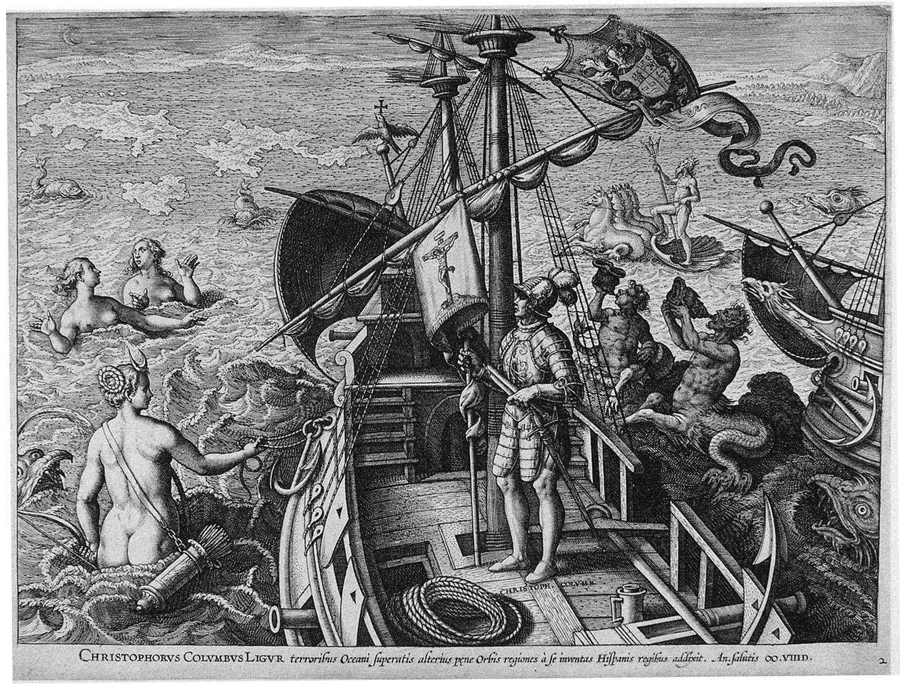 Christophorus Columbus Ligur America Retectio, 1591 av Philipp Galle