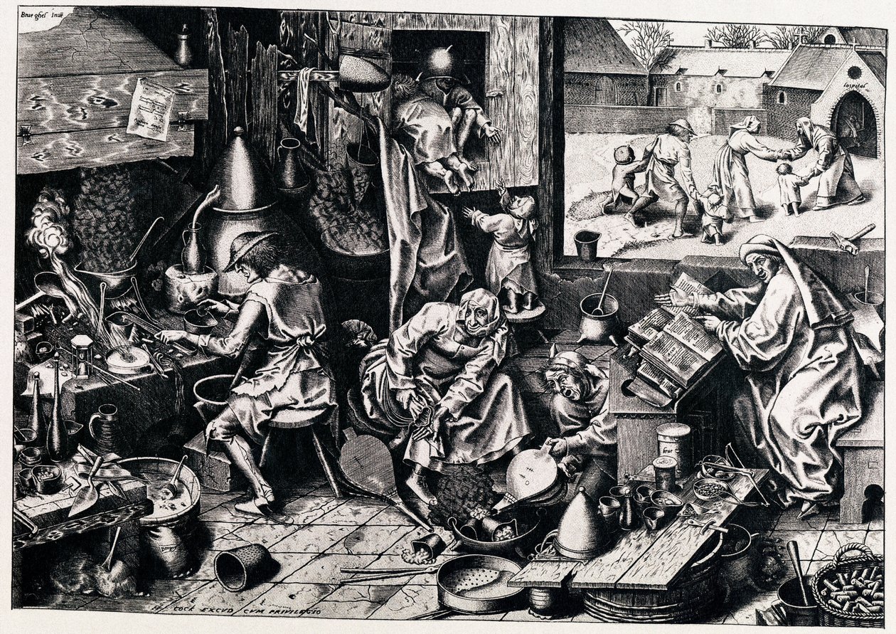 Alkemisten, 1558 av Philipp Galle