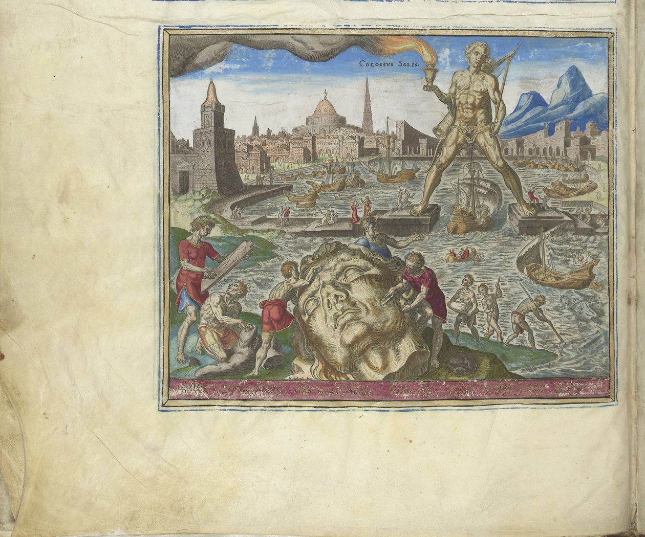 The Colossus of Rhodes från serien The Eightth Wonders of the World, 1572 av Philipp Galle