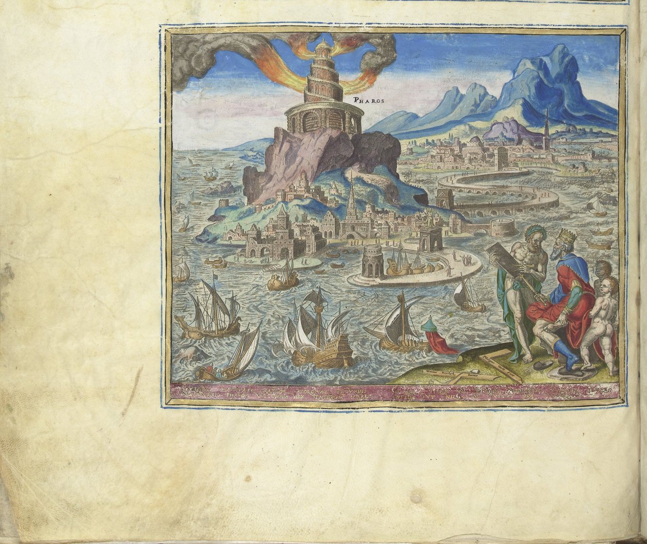 Fyren i Alexandria från serien Världens åttonde underverk, 1572 av Philipp Galle