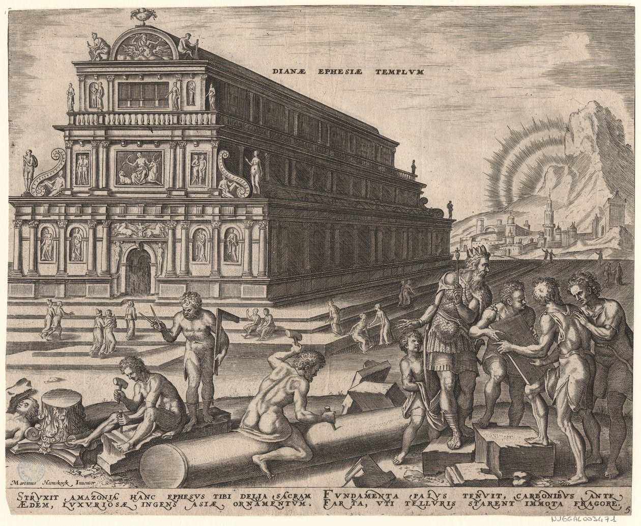 Dianatemplet i Efesos från serien Världens åttonde underverk efter Maarten van Heemskerck, 1572 av Philipp Galle