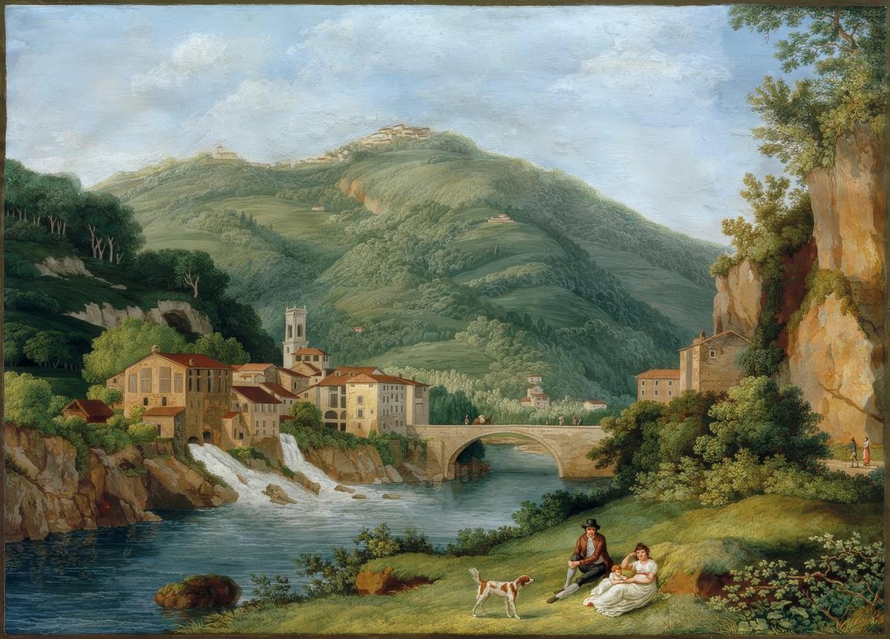 Hackert, Brücke bei Serraglio på Lima i Bagni di Lucca av Philipp Hackert