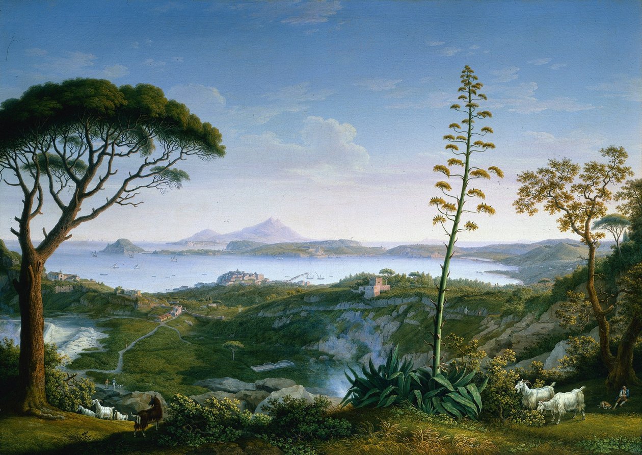 Utsikt över Pozzuolibukten från Solfatara, 1803. av Philipp Hackert