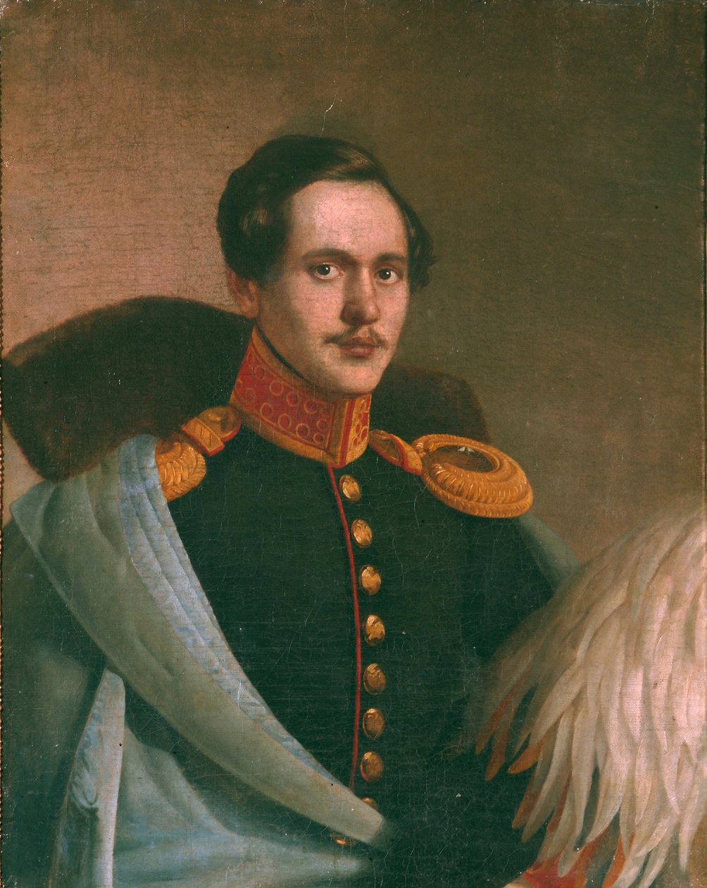 Porträtt av poeten Mikhail Lermontov 1814-1841, 1834 av Philipp Osipovich Budkin