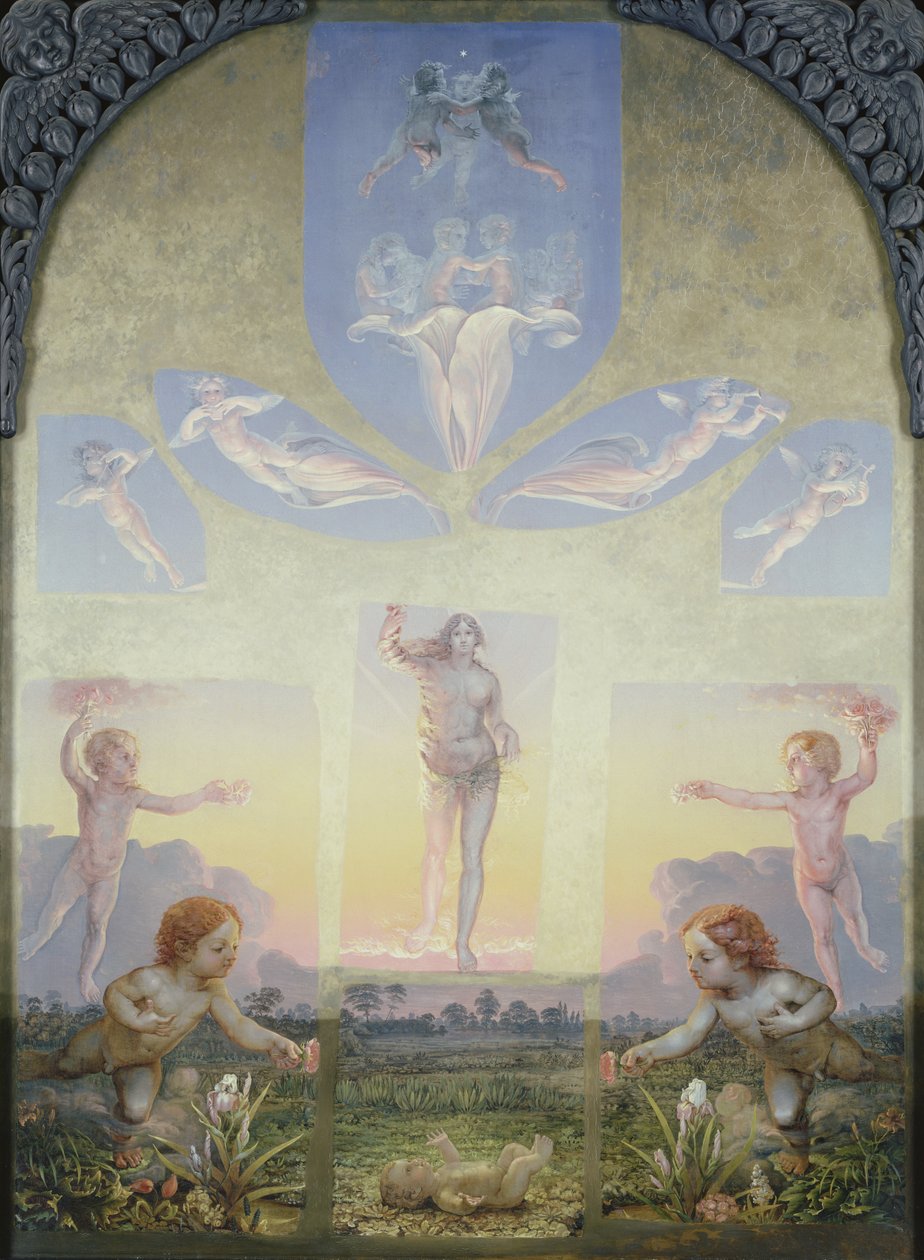 En studie för den andra versionen av "The Morning" av Philipp Otto Runge