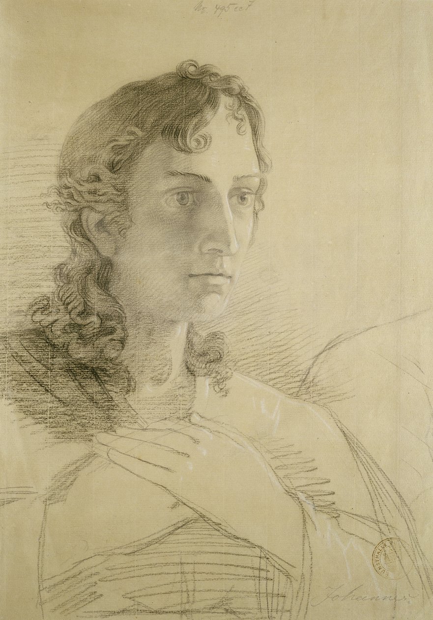 St. Johns huvud och händer, 1806 (krita och kol på papper) av Philipp Otto Runge