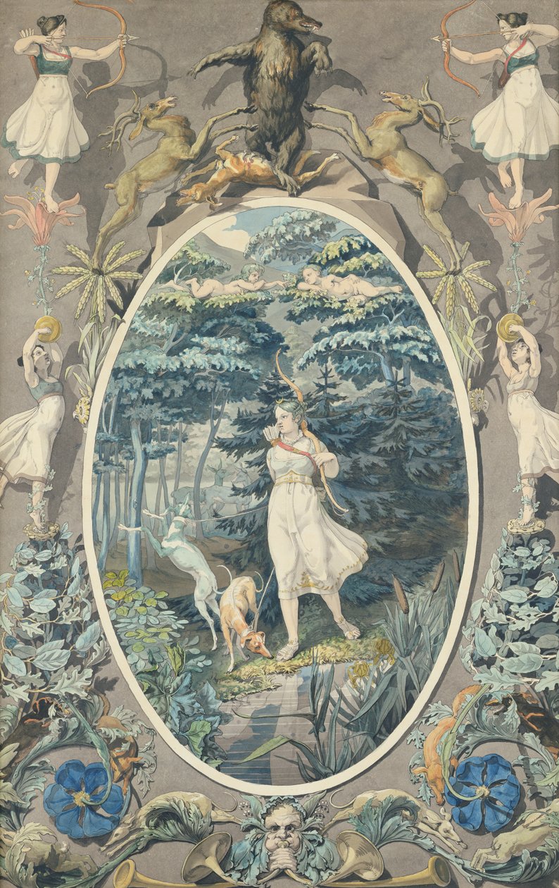 The Joy of Hunting, 1808-9 (penna och wc på papper) av Philipp Otto Runge
