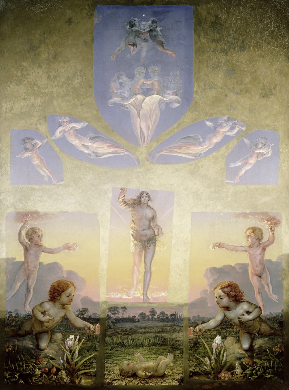 The Morning (andra versionen), c.1808-9 (olja på duk) (se 147752) av Philipp Otto Runge