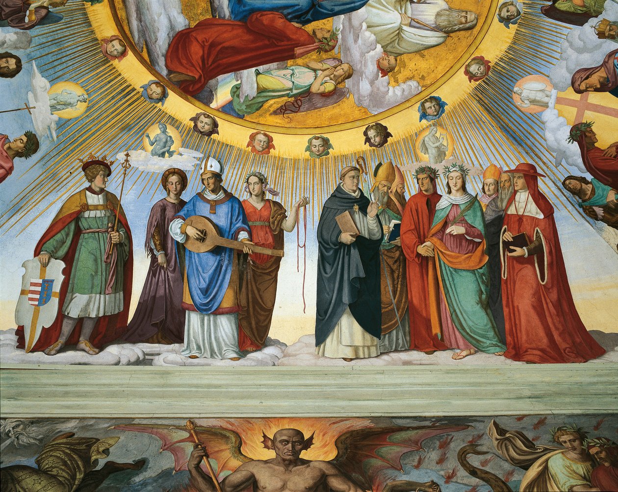Dante och Beatrice talar till visdomslärarna, från 