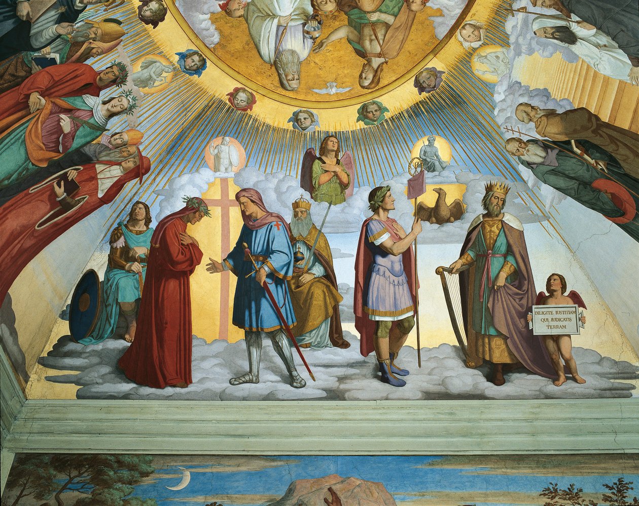 Scen från "The Heaven of the Blessed and the Empyrean", Dante Room (fresk) av Philipp Veit