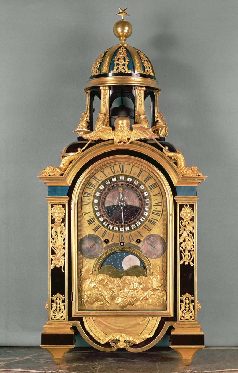 Astronomisk klocka tillverkad för Frankrikes storfurste Louis (1661-1711), 1710 (förgylld brons) av Philippe and Fardoil, Pierre Caffieri