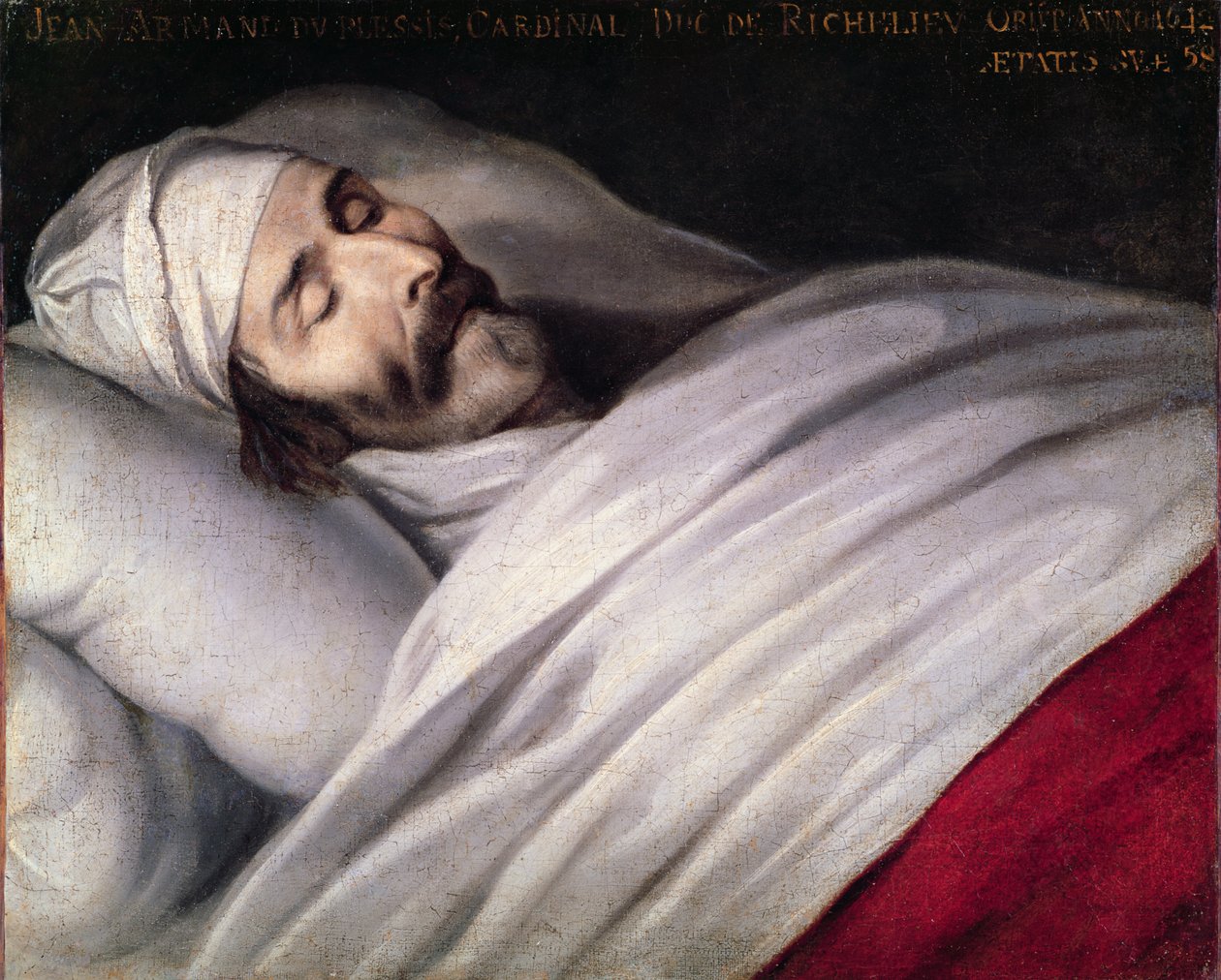 Kardinal Richelieu (1585-1642) på sin dödsbädd av Philippe de Champaigne