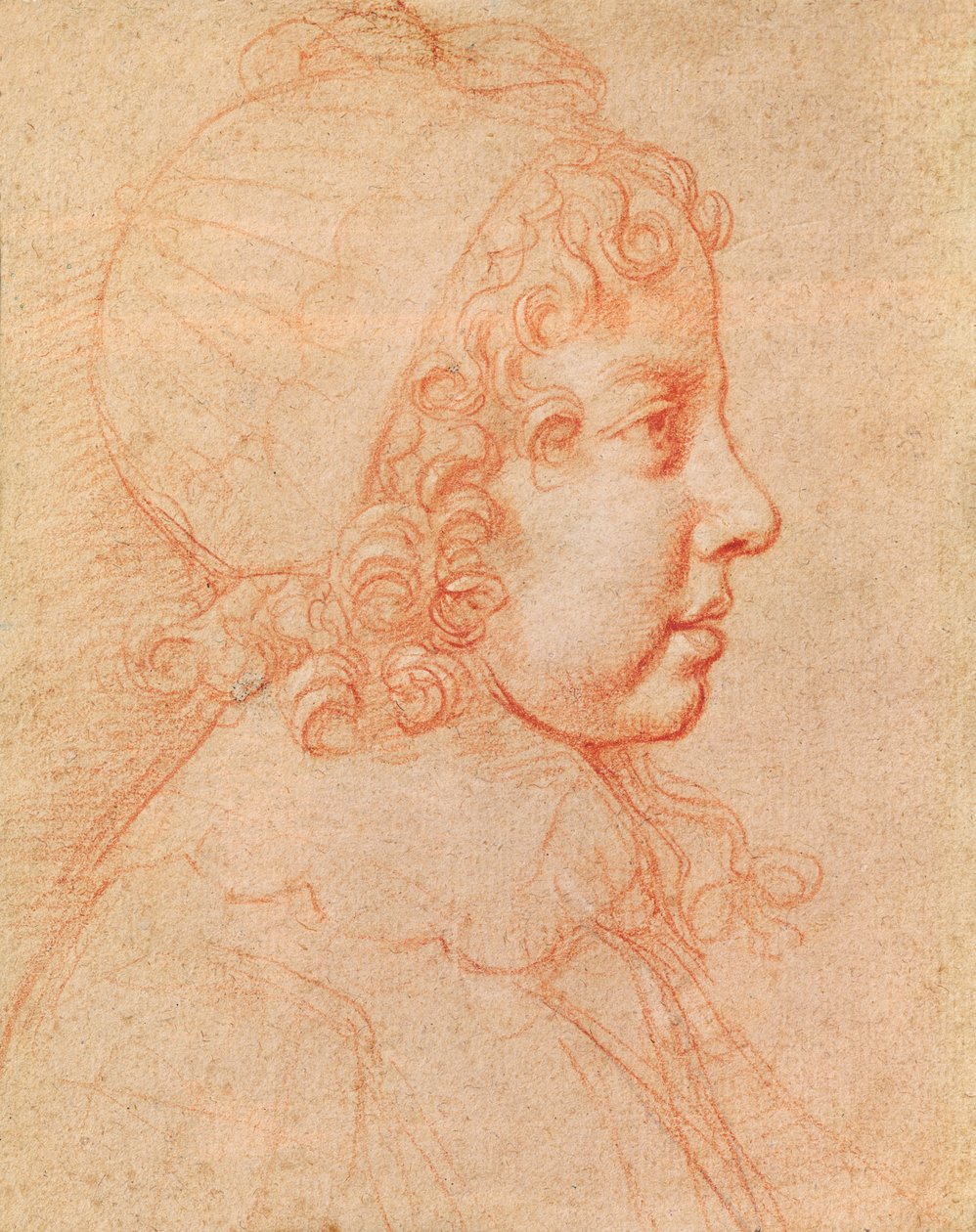 Porträtt av Ludvig XIV som barn (röd krita på papper) av Philippe de Champaigne