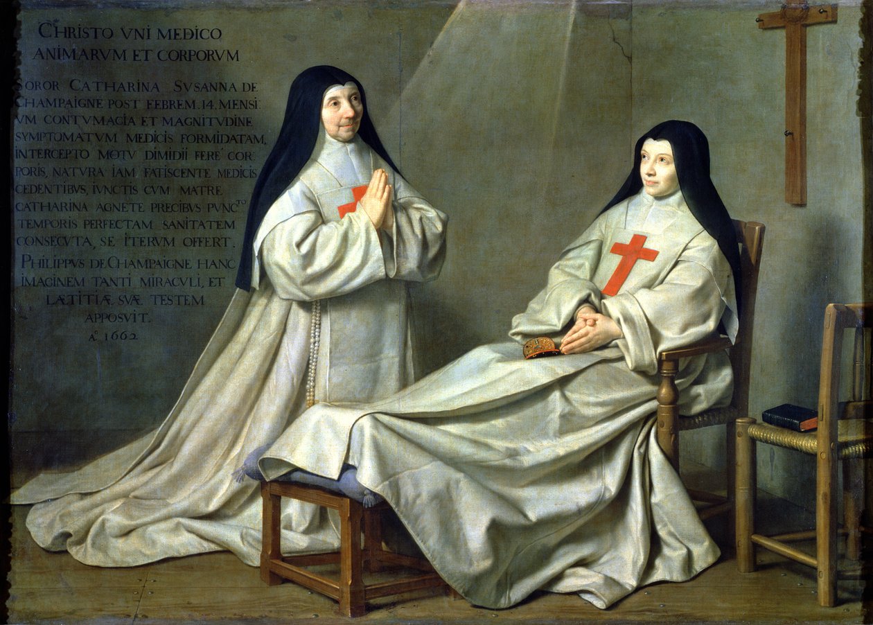 Porträtt av moder Catherine-Agnes Arnauld (1593-1671) och syster Catherine av St. Suzanne Champaigne (1636-86) konstnärens dotter, 1662 (för detaljer se 89737) av Philippe de Champaigne