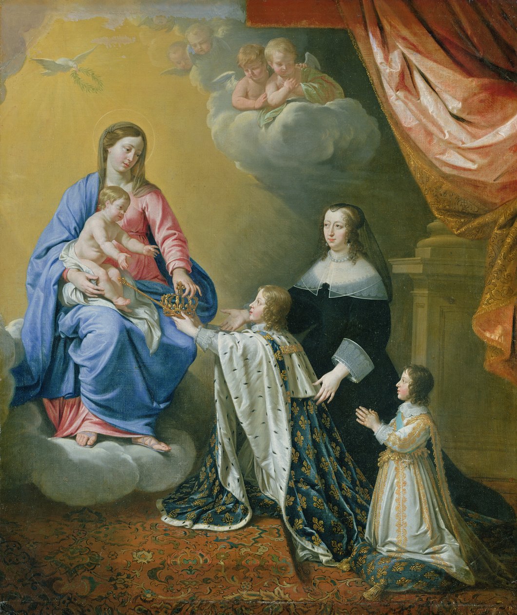 Jungfru Maria ger kronan och spiran till Ludvig XIV, 1643 av Philippe de Champaigne