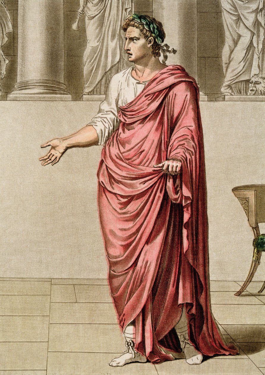 Titus, kostym för "Berenice" av Jean Racine, från volym II av "Research on the Costumes and Theatre of All Nations", graverad av Antoine Carre, 1802. av Philippe Chery
