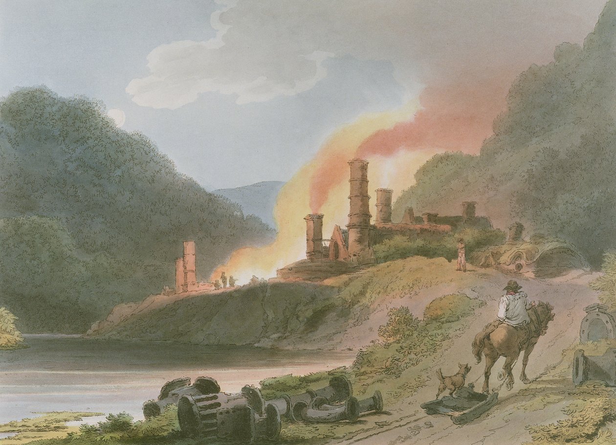 Iron Works, Coalbrook Dale, från "Romantic and Picturesque Scenery of England and Wales", 1805 av Philippe Jacques de Loutherbourg