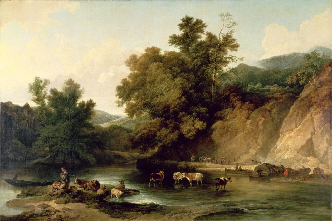 The River Wye vid Tintern Abbey, 1805 av Philippe Jacques de Loutherbourg