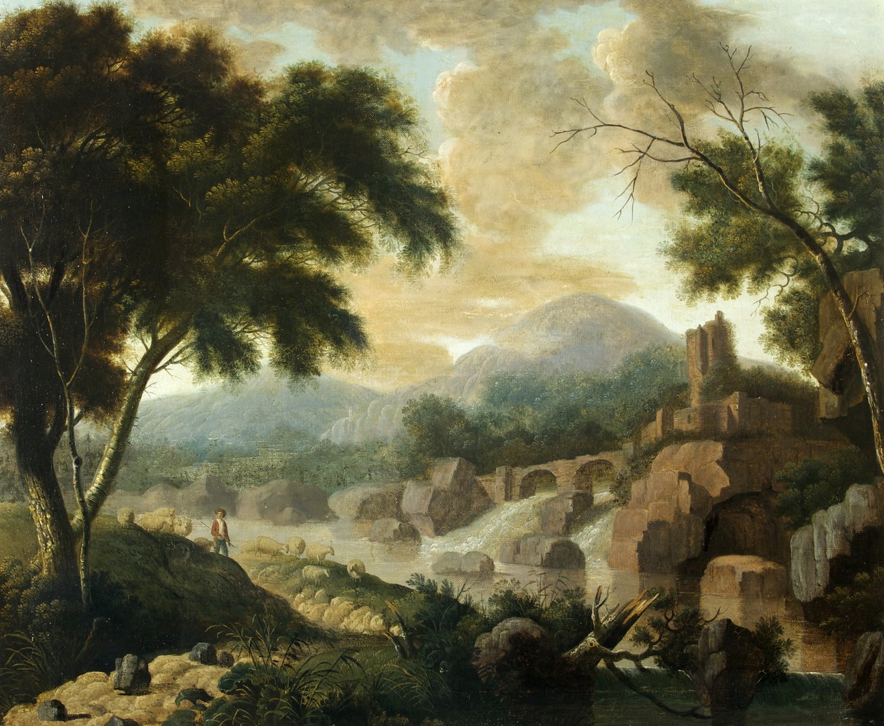 Landskap med rasande flod, 1760-1800 av Philippe Jacques de Loutherbourg
