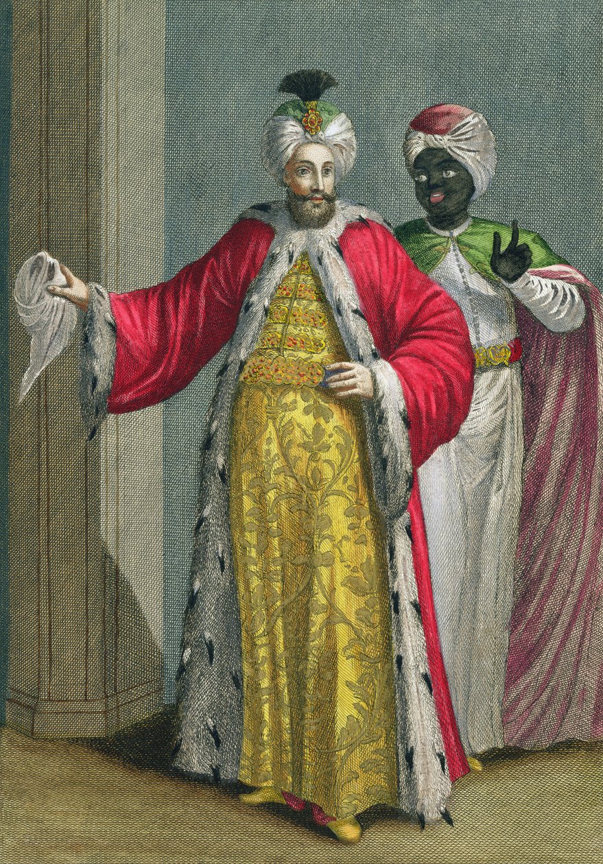Storherren i sitt seraglio med Kislar Agassi, 1700-talet. av Philippe Simonneau