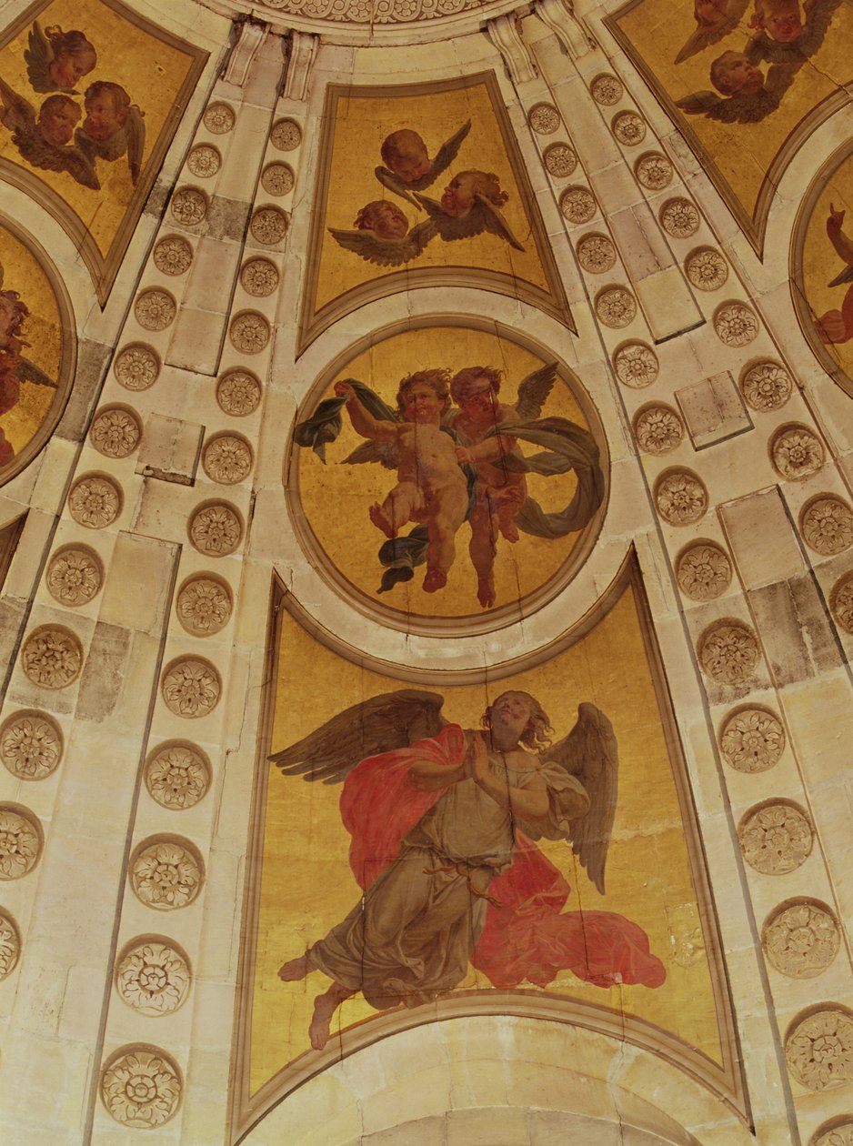 Detalj av änglar från kupolen, byggd 1635-42 väggmålningsdetalj av 221335 av Philippe de Champaigne