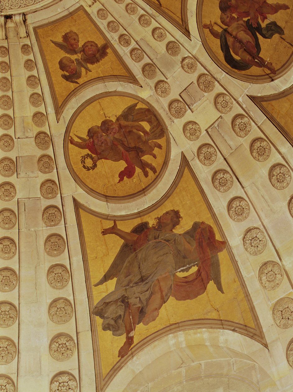 Detalj av änglar från kupolen, byggd 1635-42 väggmålningsdetalj av 221335 av Philippe de Champaigne