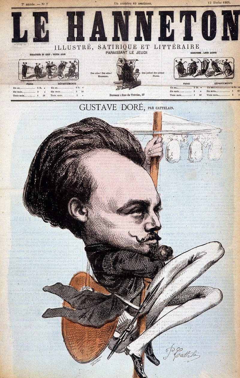 Gustave Doré. Fransk tecknare och målare (1832 till 1883). Tecknad av Cattelain. Hanneton 1868. av Philippe Auguste Cattelain