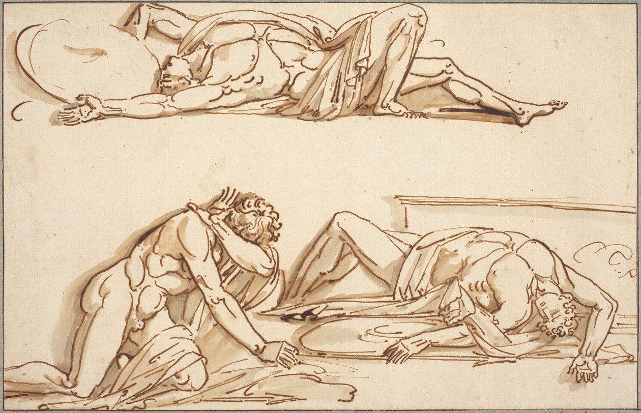 Akilles och Patroklos av Philippe Auguste Hennequin