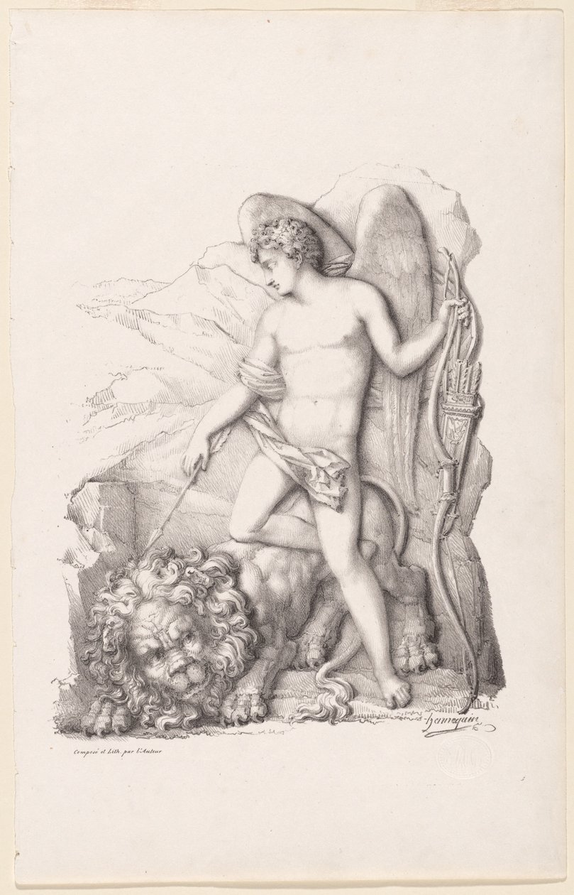L’Amour terrassant un lion (Personification of Love Vanquishing a Lion) av Philippe Auguste Hennequin