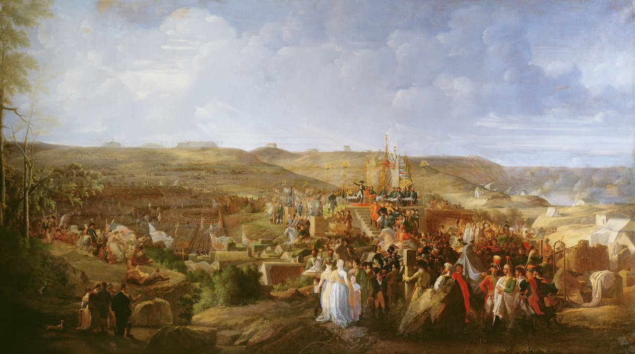 Napoleon ved en lejr i Boulogne, der uddeler Æreslegionens kors, 16. august, 1804, 1806 swed av Philippe Auguste Hennequin