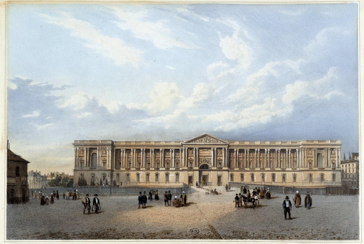 Colonnade du louvre - i "" Walk in Paris och dess omgivningar "", designad av Jacottet och Benoist, ca. 1840 av Philippe Benoist
