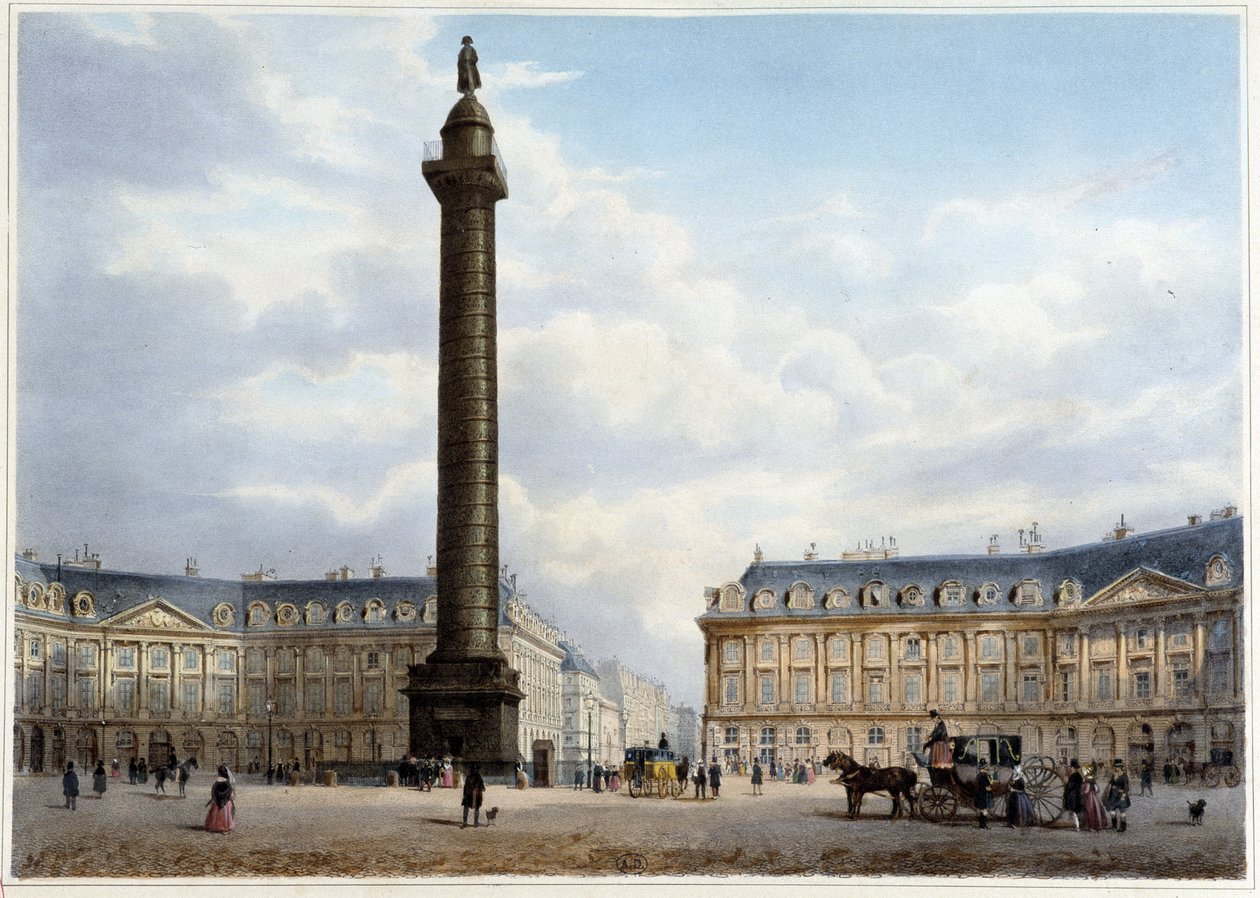 Column de la Place Vendôme - i "Walk in Paris and its environments", designad av Jacottet och Benoist, ca. 1840 av Philippe Benoist