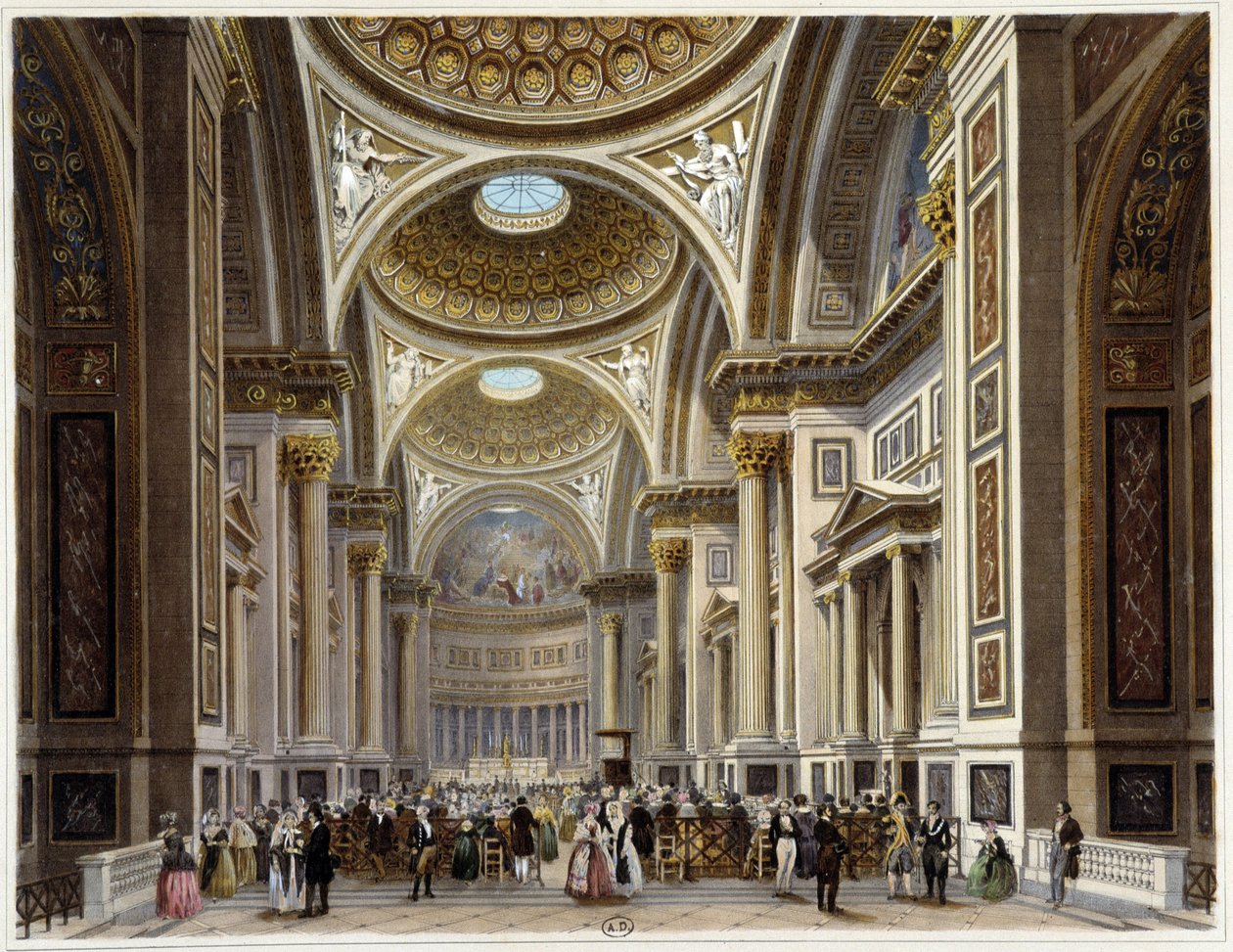 Interiör av Madeleine-kyrkan - i "" Promenade dans Paris et ses environs"", teckningar av Jacottet och Benoist, ed. Gihaut Frères av Philippe Benoist