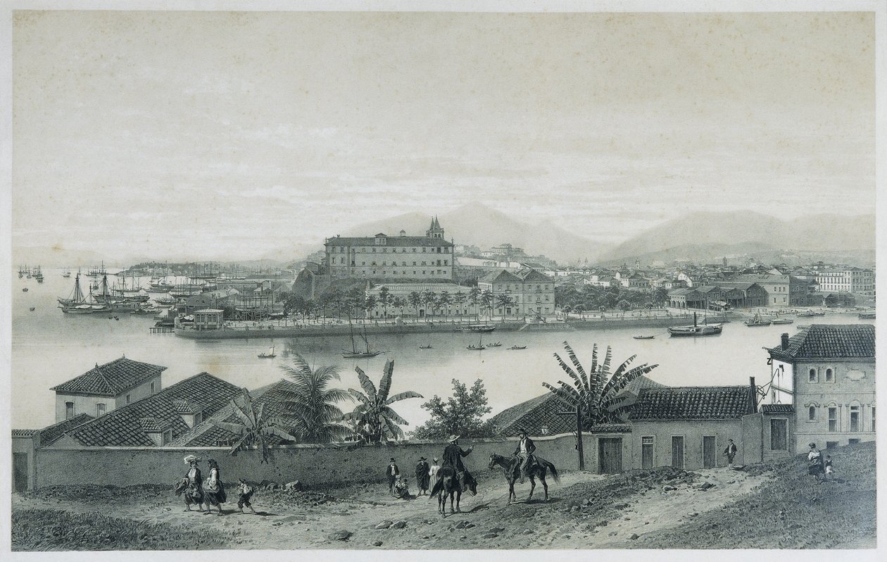 Nio panoramautsikt över Rio de Janeiro: Från Cobras Island, 1862 av Philippe Benoist