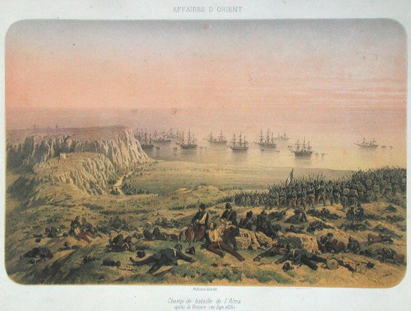 Slagfältet vid Alma efter segern, 20 september 1854 (lito i färg) av Philippe Benoist