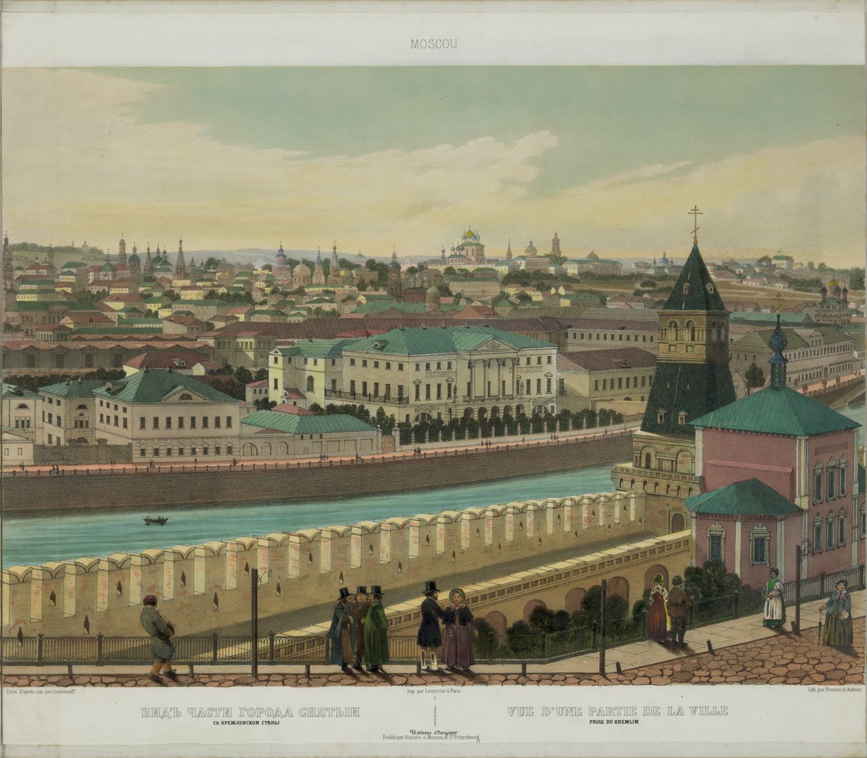 Utsikt över Zamoskvorechye från Kremlmuren från en panoramautsikt över Moskva i 10 delar, ca 1848 av Philippe Benoist