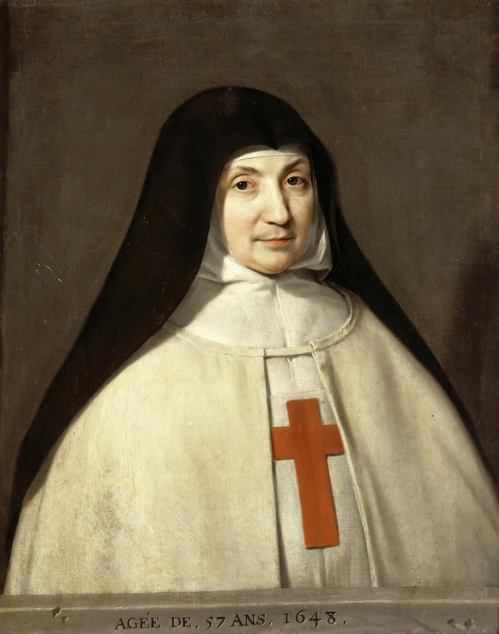 Porträtt av Angélique Arnauld 1591-1661, Abbedissa of the Abbey of Port-Royal av Philippe de Champaigne