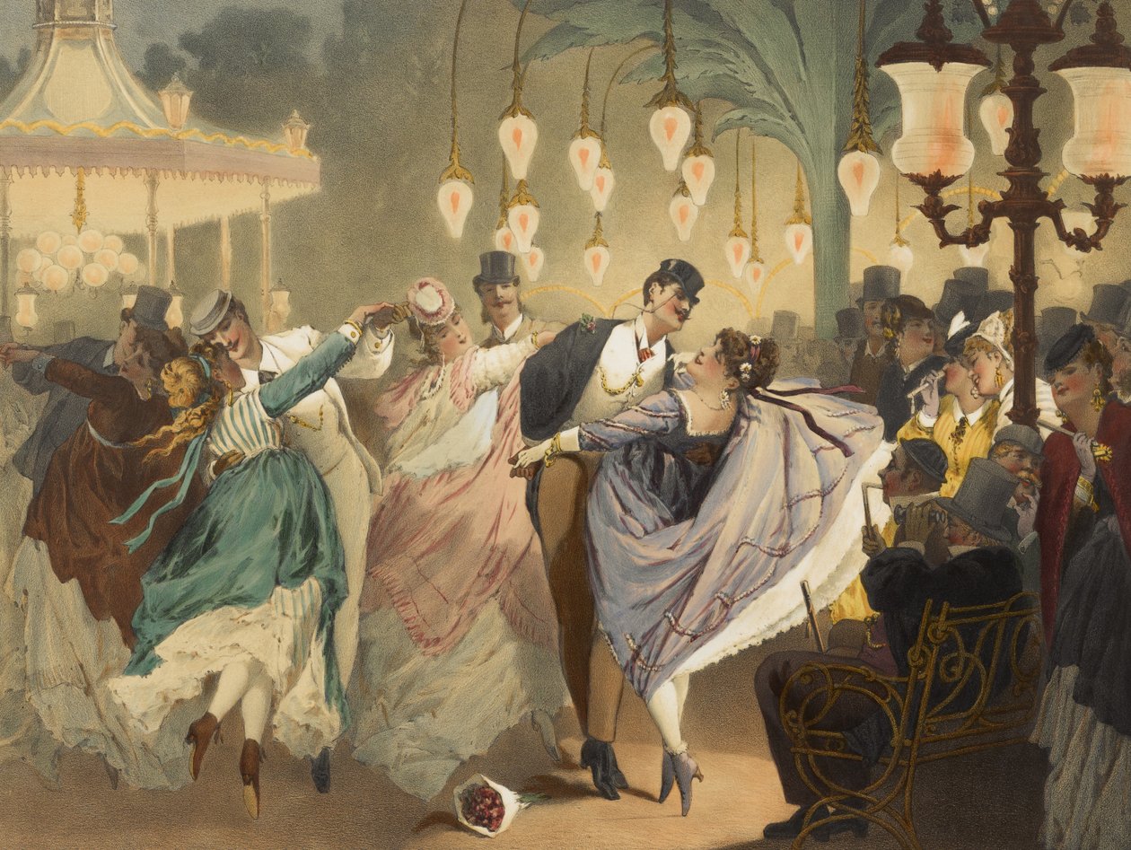 Museum of manners in action: Valsen i Mabille, graverad av Gustave Barry av Philippe Jacques Linder