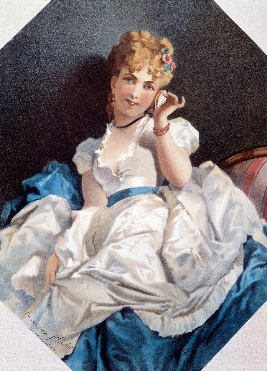 Kvinnan i skalet Litografi av Philippe Jacques Linder (1835-?). 1800-talets privata samling av Philippe Jacques Linder