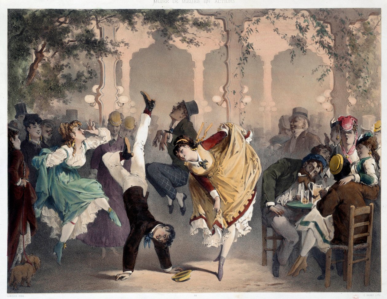 Rutnätet har Bullier Scene populär underhållning. Litografi av Philippe Jacques Linder (1835-?). Serie Museum of Manners and Actions. Carnavalet-museet, Paris av Philippe Jacques Linder