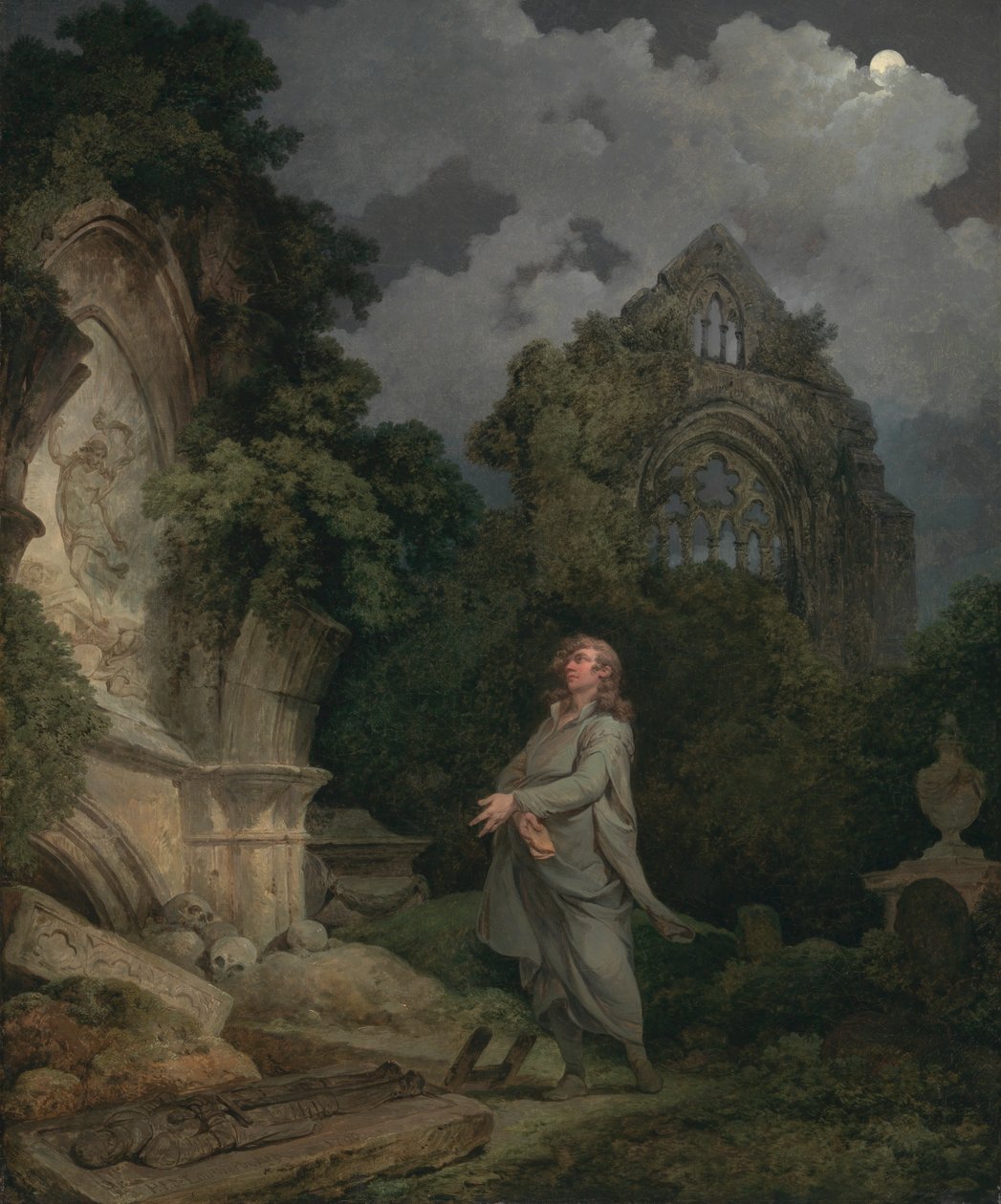 En filosof på en månbelyst kyrkogård av Philippe Jacques de Loutherbourg