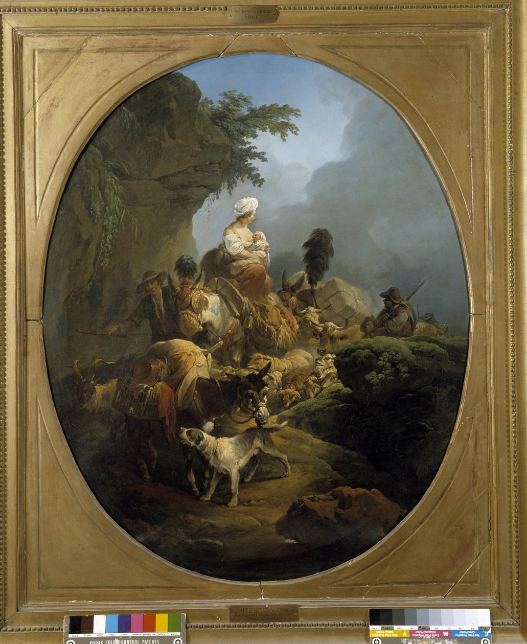Karavan: resan för en grupp bönder med oxar, åsna, hund, getter av Philippe Jacques de Loutherbourg