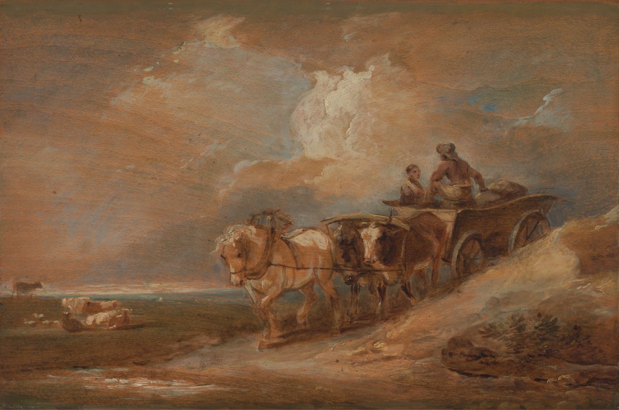 Landskap med häst och oxar vagn av Philippe Jacques de Loutherbourg
