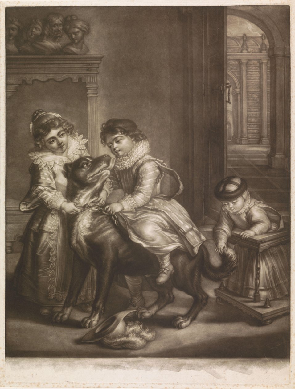 Tre barn till Rubens av Philippe Joseph Tassaert