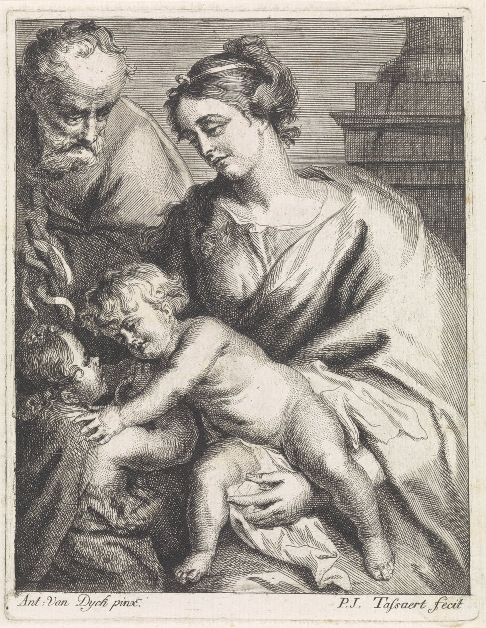 Heliga familjen med John av Philippe Joseph Tassaert