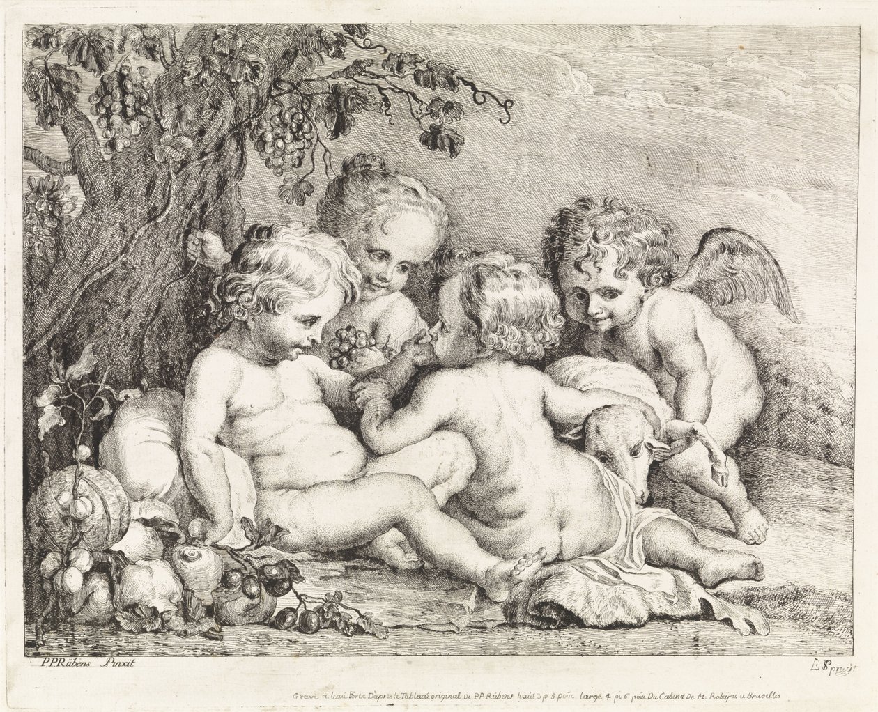 Kristus, Johannes Döparen och två putti av Philippe Lambert Joseph Spruyt