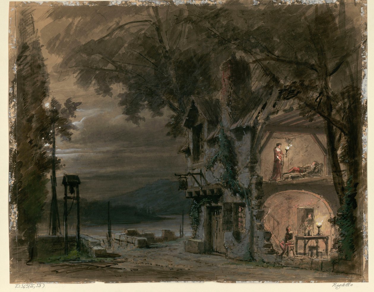Scenografi för opera Rigoletto av Giuseppe Verdi. Paris, Theatre national de l